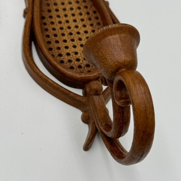 Homco Faux Rattan Wicker Teardrop Wall Sconce Candle Holders  Boho Bohemian MCM - Picture 4 of 16